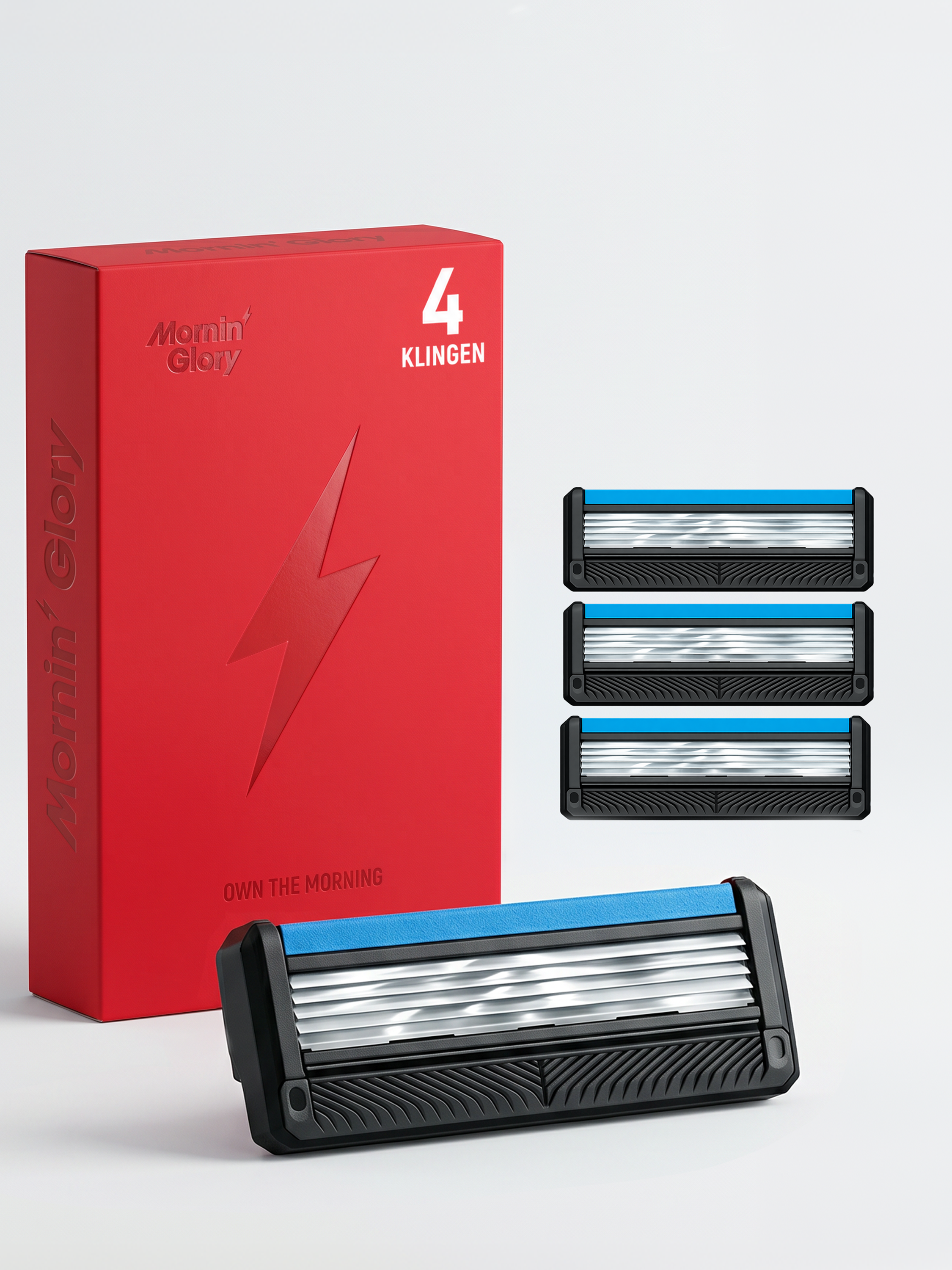 Mornin' Glory Alpha Ersatzklingen im 4er-Pack für eine gründliche und komfortable Nassrasur.