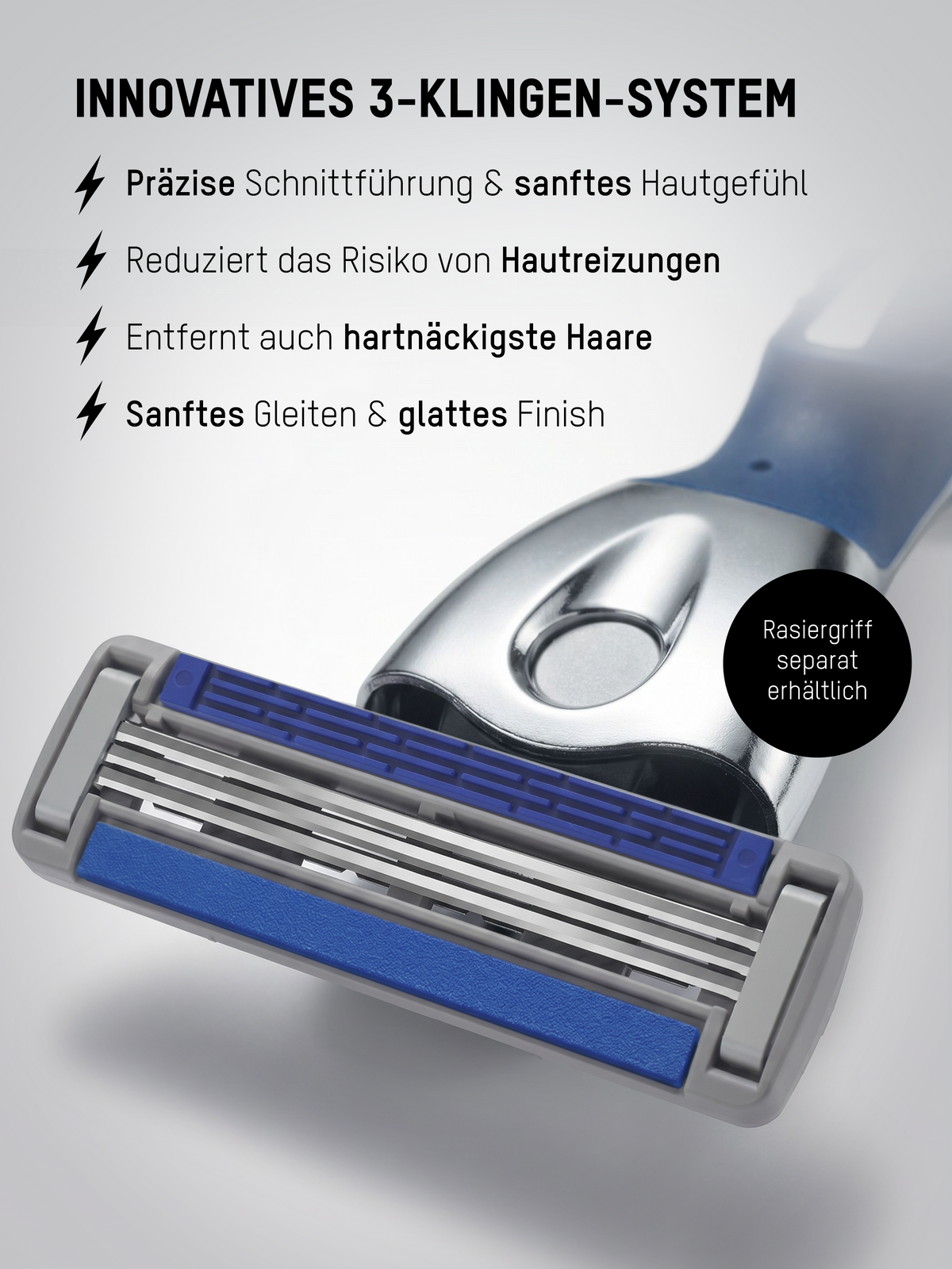 Freshman Ersatzklinge mit innovativem 3-Klingen-System für präzise Rasuren und ein sanftes Hautgefühl.