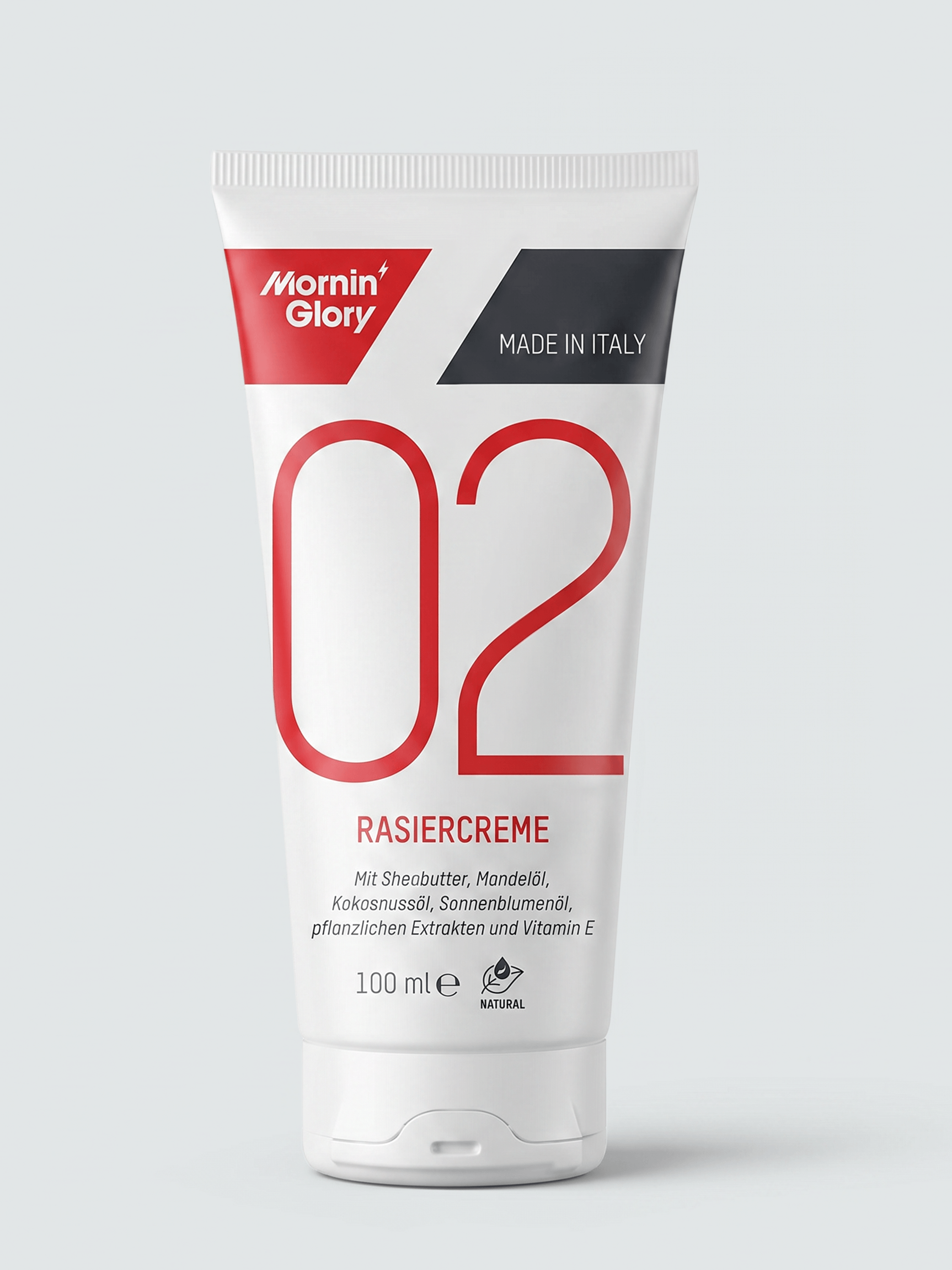 Mornin' Glory Rasiercreme 100 ml Made in Italy mit Sheabutter, Mandelöl, Kokosnussöl und Vitamin E.
