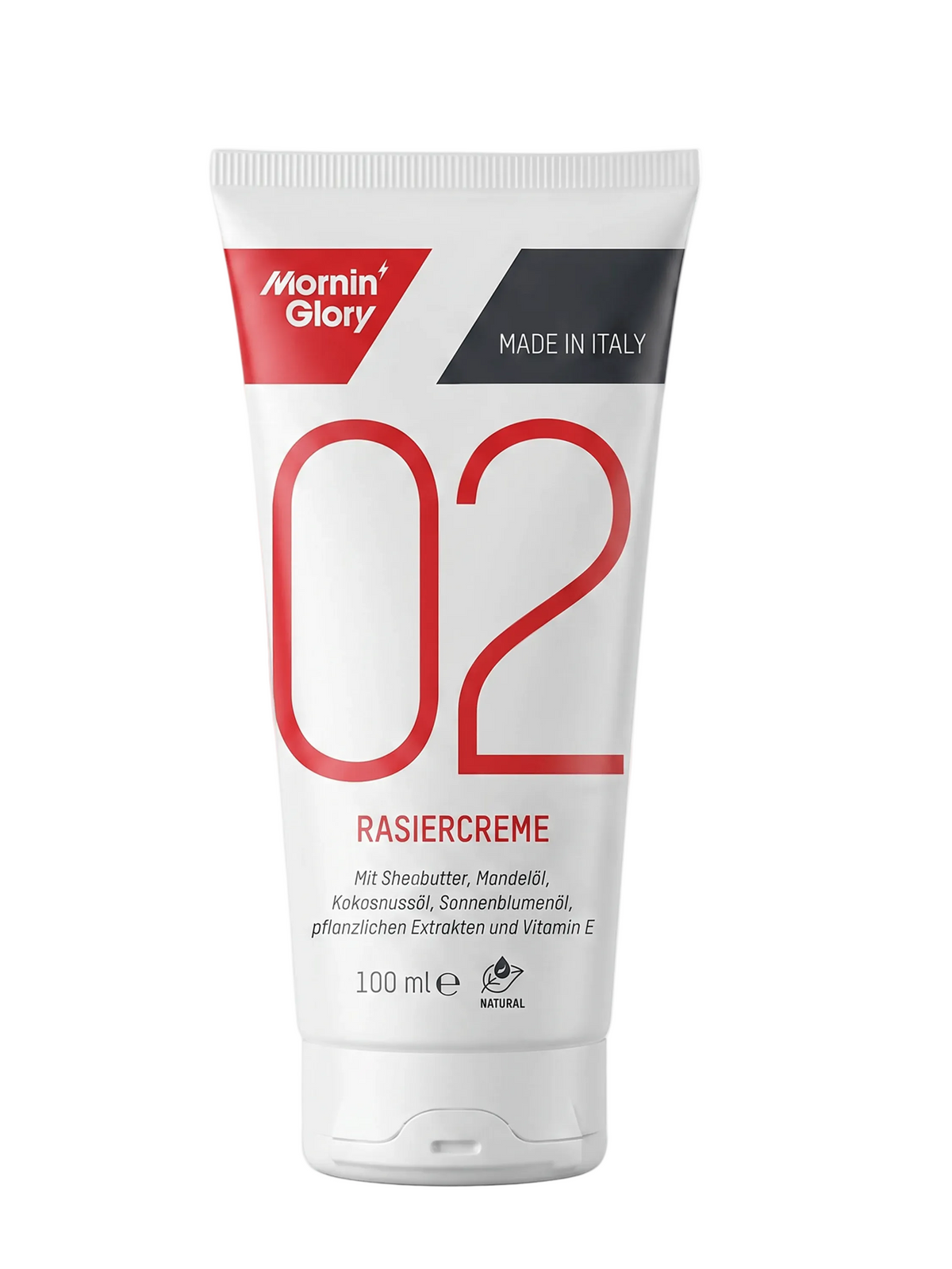 Mornin' Glory Rasiercreme 100 ml Made in Italy mit Sheabutter, Mandelöl, Kokosnussöl und Vitamin E.