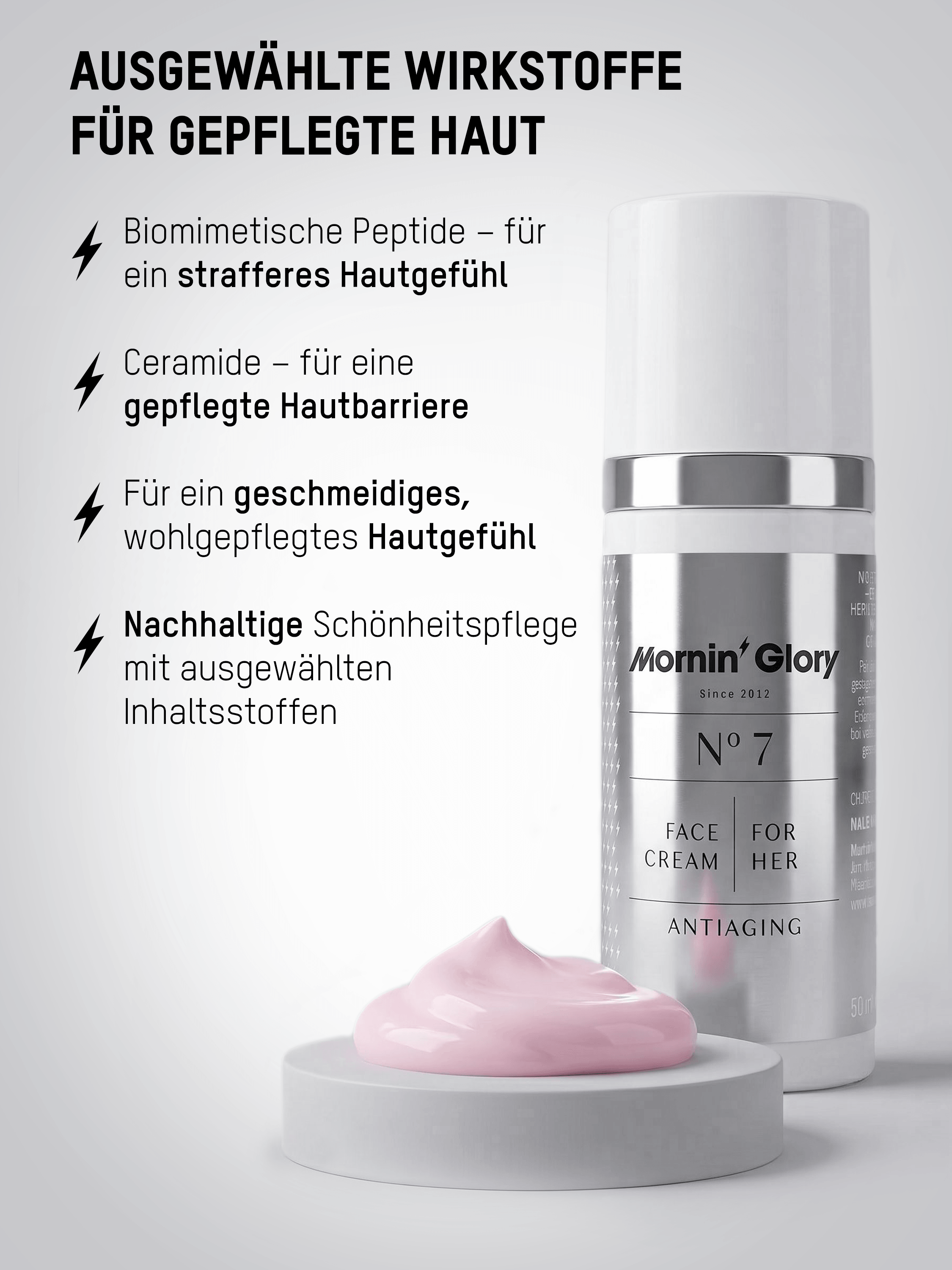 Mornin' Glory Antiaging Gesichtscreme mit Peptiden und Ceramiden für gepflegte Haut und eine gestärkte Hautbarriere