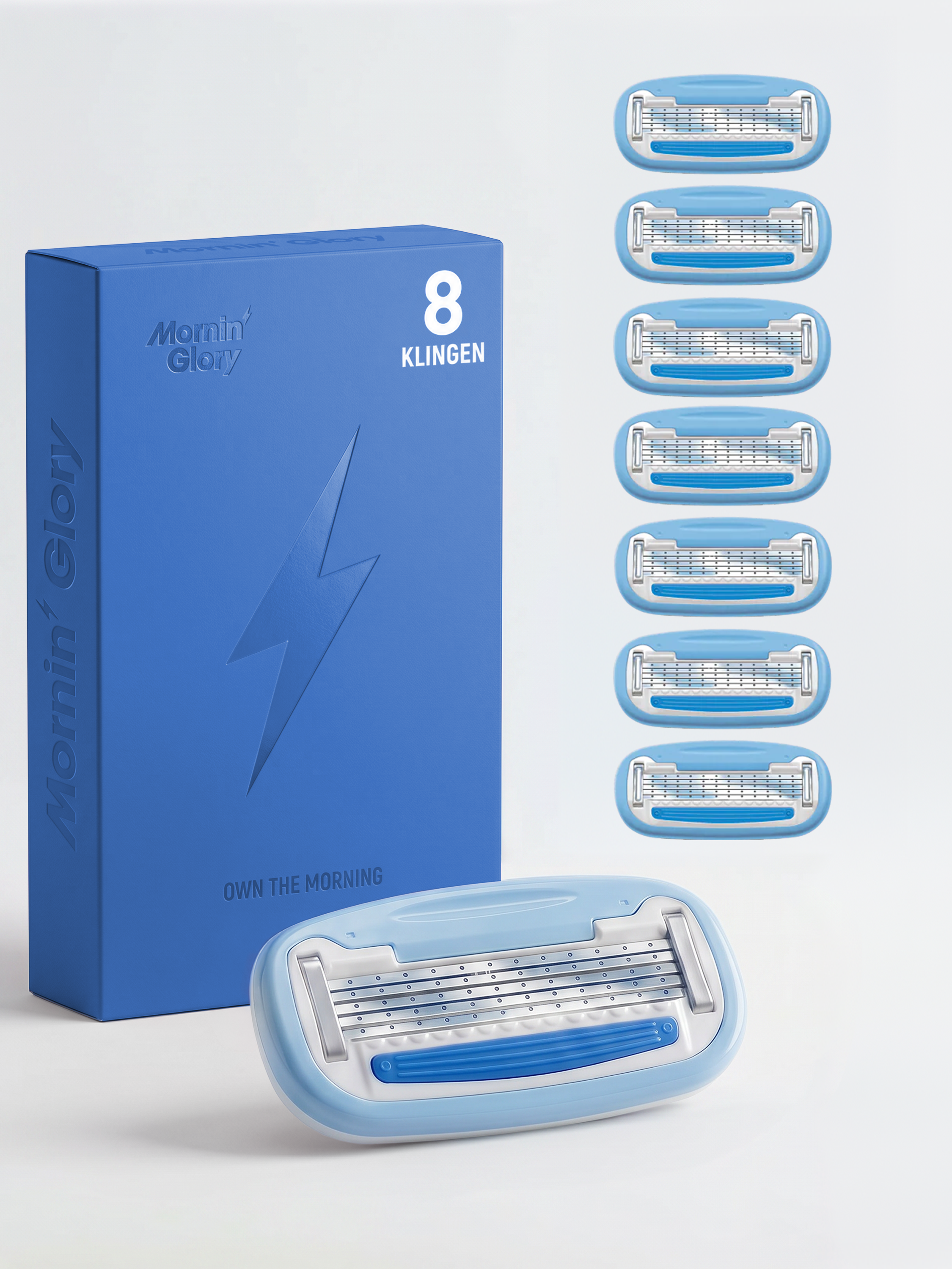 Mornin' Glory Body Ersatzklingen im 8er-Pack für eine sanfte und präzise Körperrasur mit 5-Klingen-Technologie.