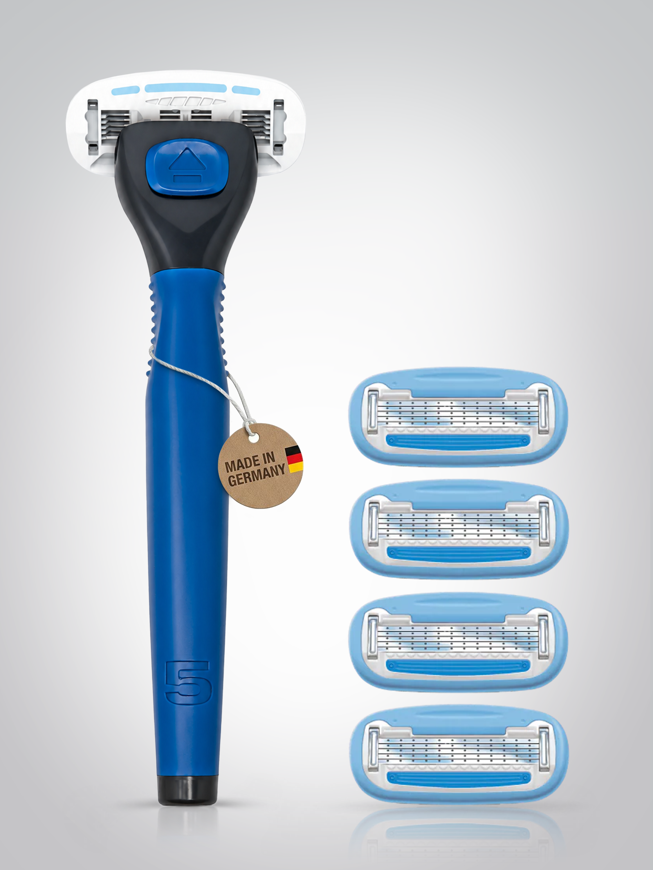 Körperrasierer Starter Kit Made in Germany mit 4 Ersatzklingen und ergonomischem Griff