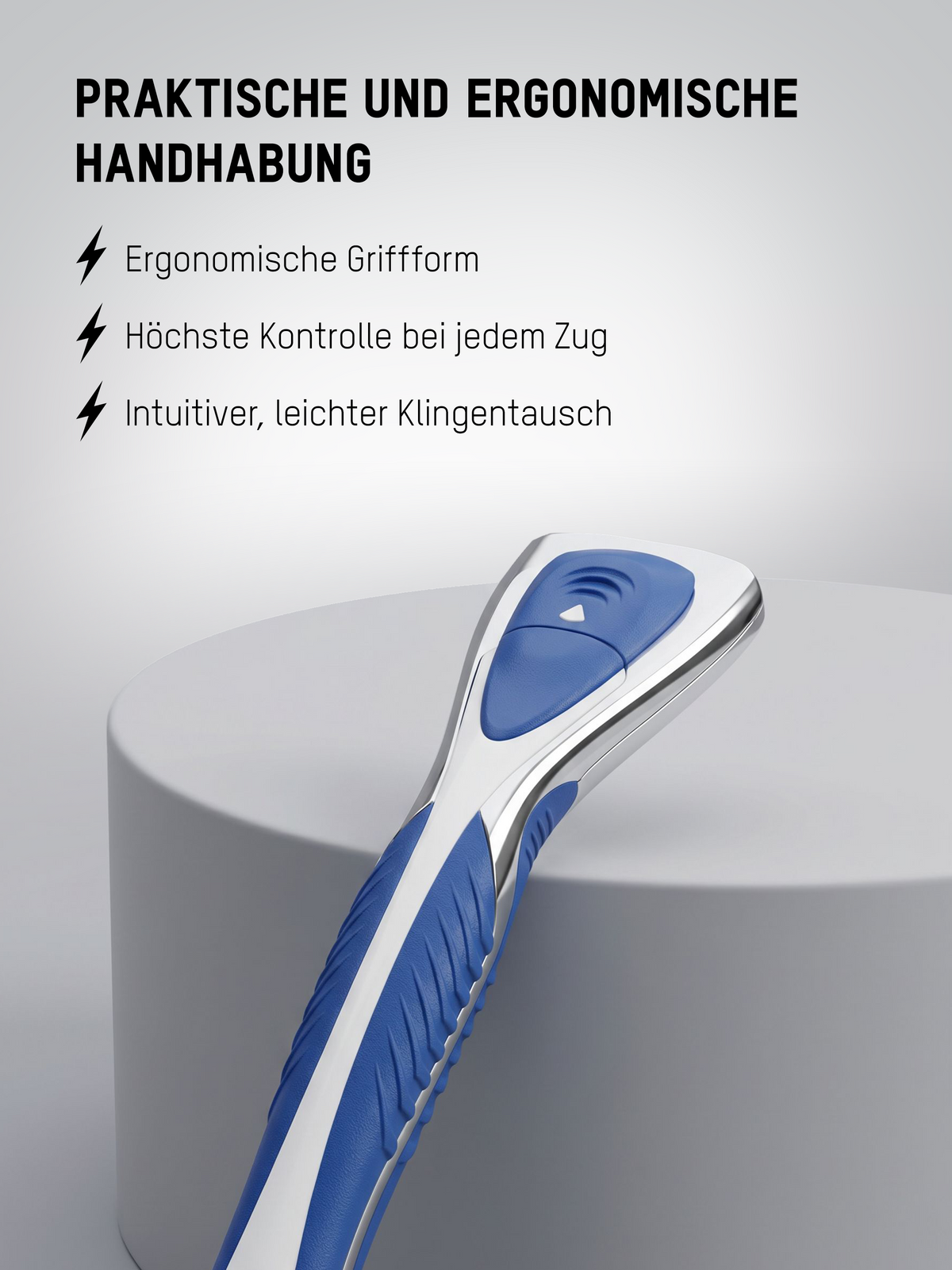 Ergonomischer Mornin' Glory Rasiergriff für kontrollierte Nassrasur und einfachen Klingentausch
